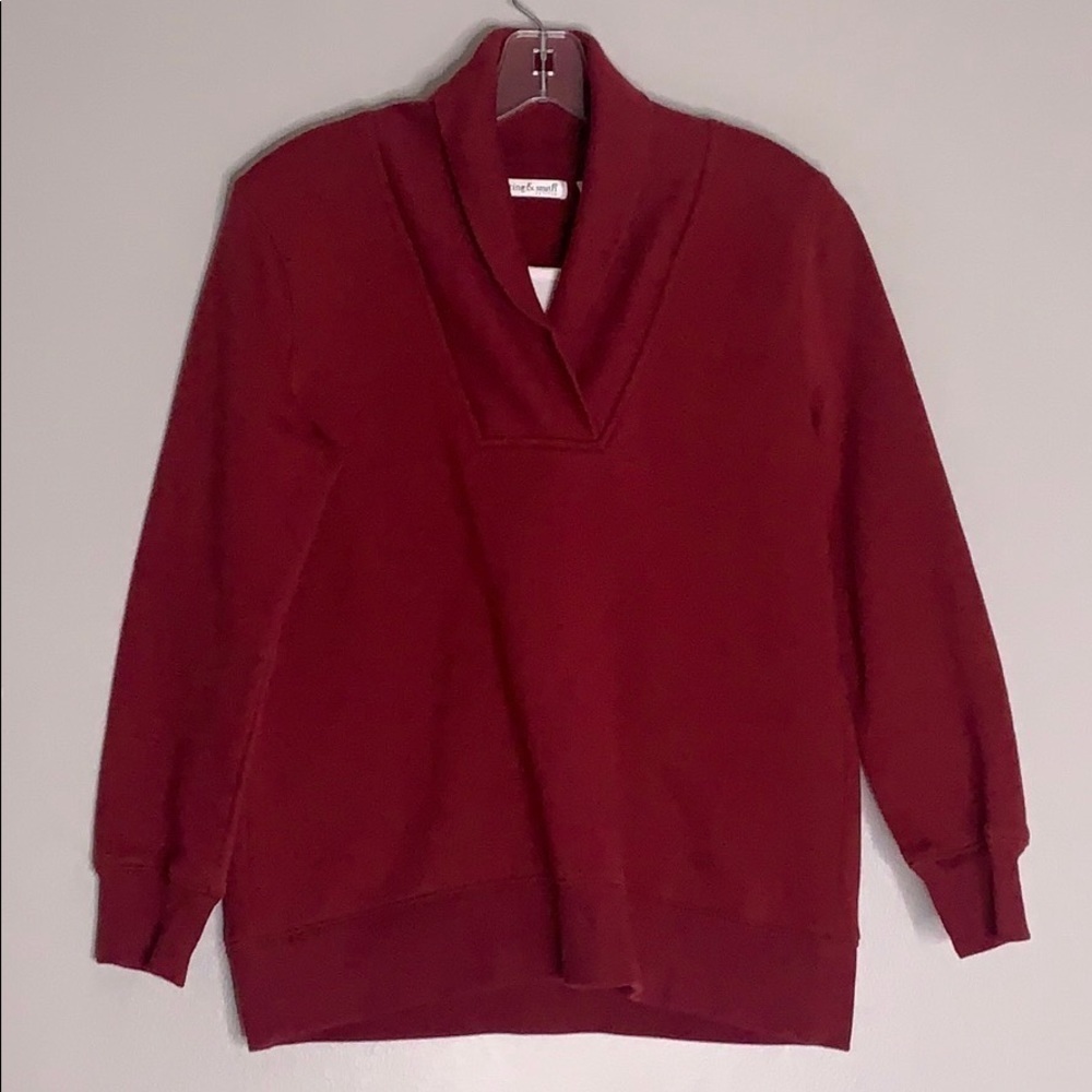 Hastings & Smith Shawl collar preppy pullover S/P cranberry sweater vintage